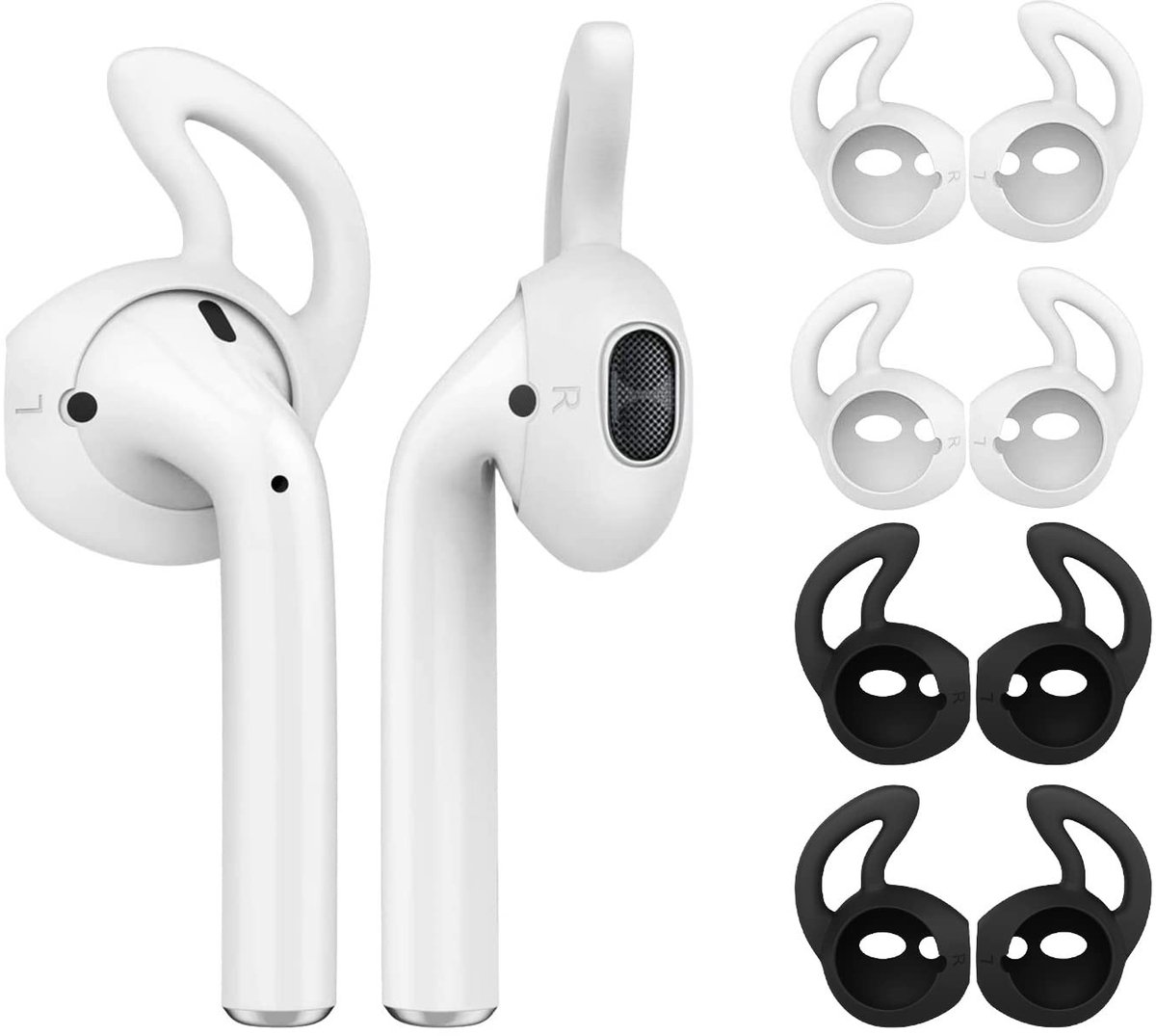 Vlemico - Silicone Eartips - Anti-Slip Earbud Tips - Veilig en Comfortabel - Wit en Zwart - Geschikt voor Apple AirPods - Ideaal voor Sport en Acti...