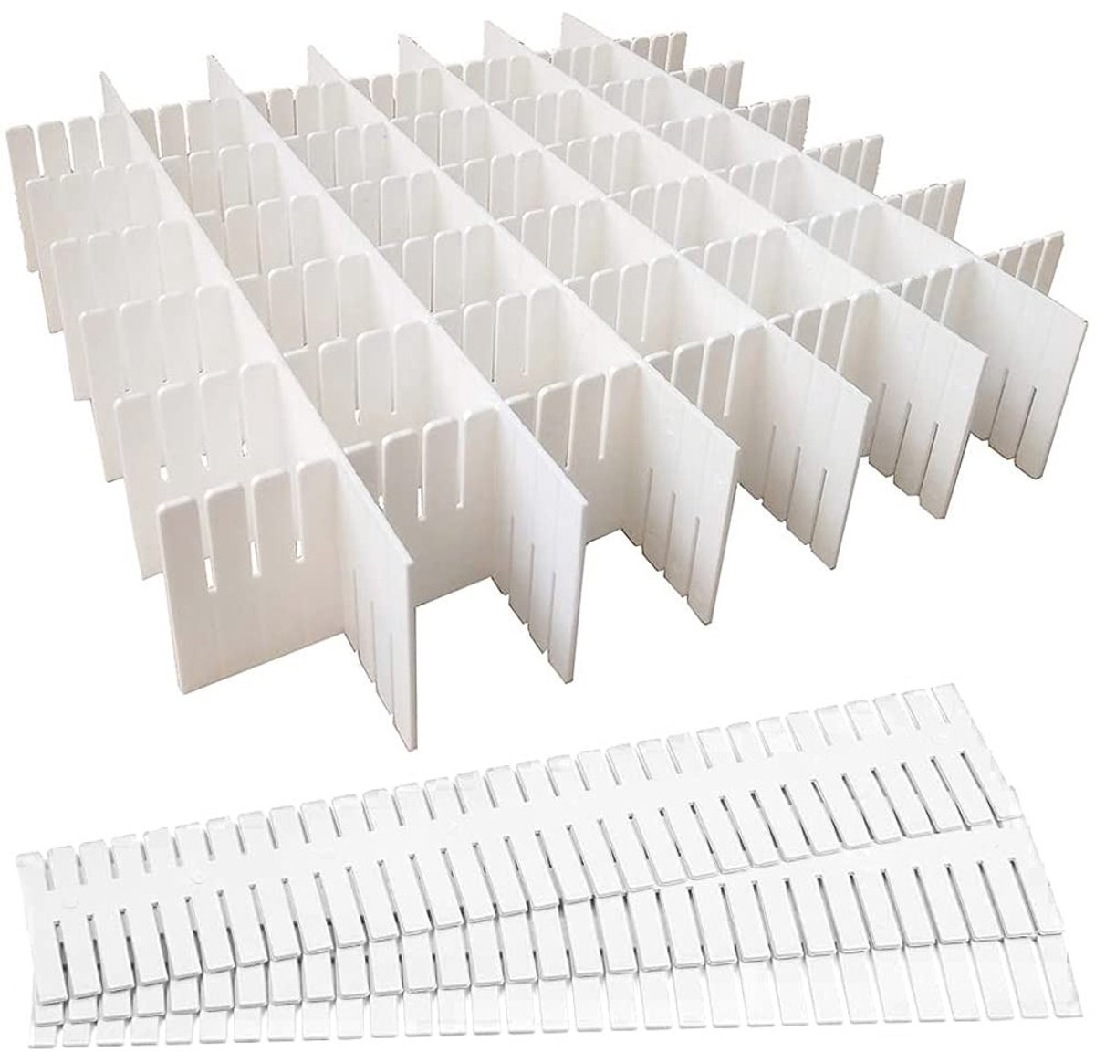 Livia home - Scheidingswanden voor Laden - Verstelbare Lade-organizer - 8 Compartimenten - Wit - Organizer voor Kantoor en Keuken - Perfect voor Slaap