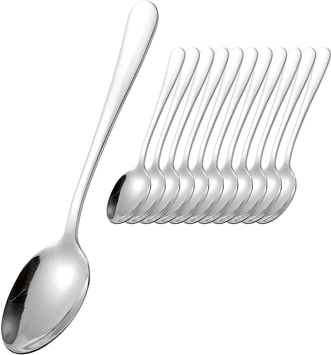 Jhubersproducts - Koffielepelset - 12-delige set - Roestvrij staal - Gepolijst - Vaatwasserbestendig - Perfect voor koffie en thee - Zilver