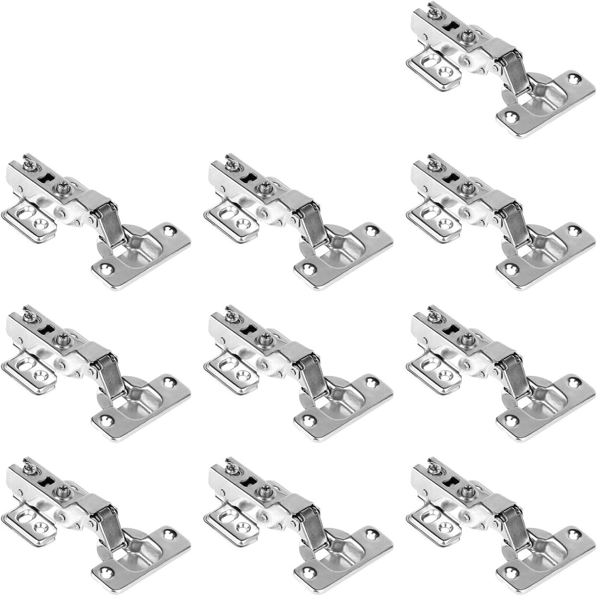 SnelShoppen - Set van 10 Scharnieren met Hoekstop, Soft-Close Functie, Keuken- en Kasten Scharnieren met 110° Opening, Gasveer Automatisch Scharnier v