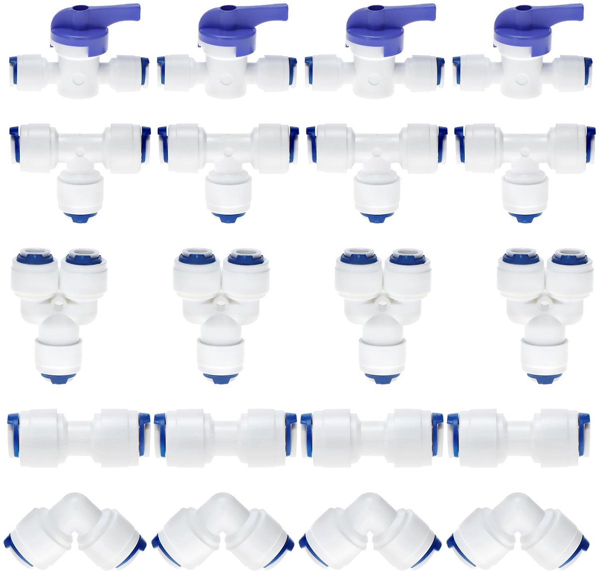 Dailygoods - Waterfilter Aansluitingen - 20 Stuks - Geschikt voor RO Systemen - 1/4 Inch - Kunststof - Levensduur - Voor Koelkasten en Koffiemachines