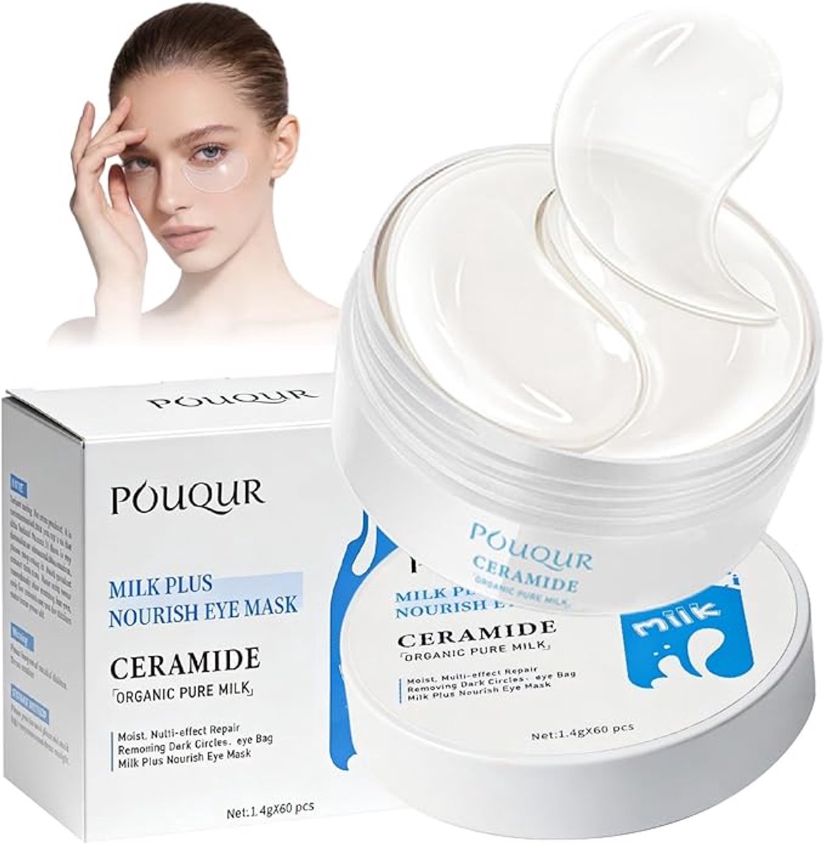 Collageen Oogpads met Ceramide & Melk – 60 Stuks Under Eye Patches – Tegen Donkere Kringen, Wallen & Fijne Lijntjes – Hydraterend Oogmasker voor Oogverzorging
