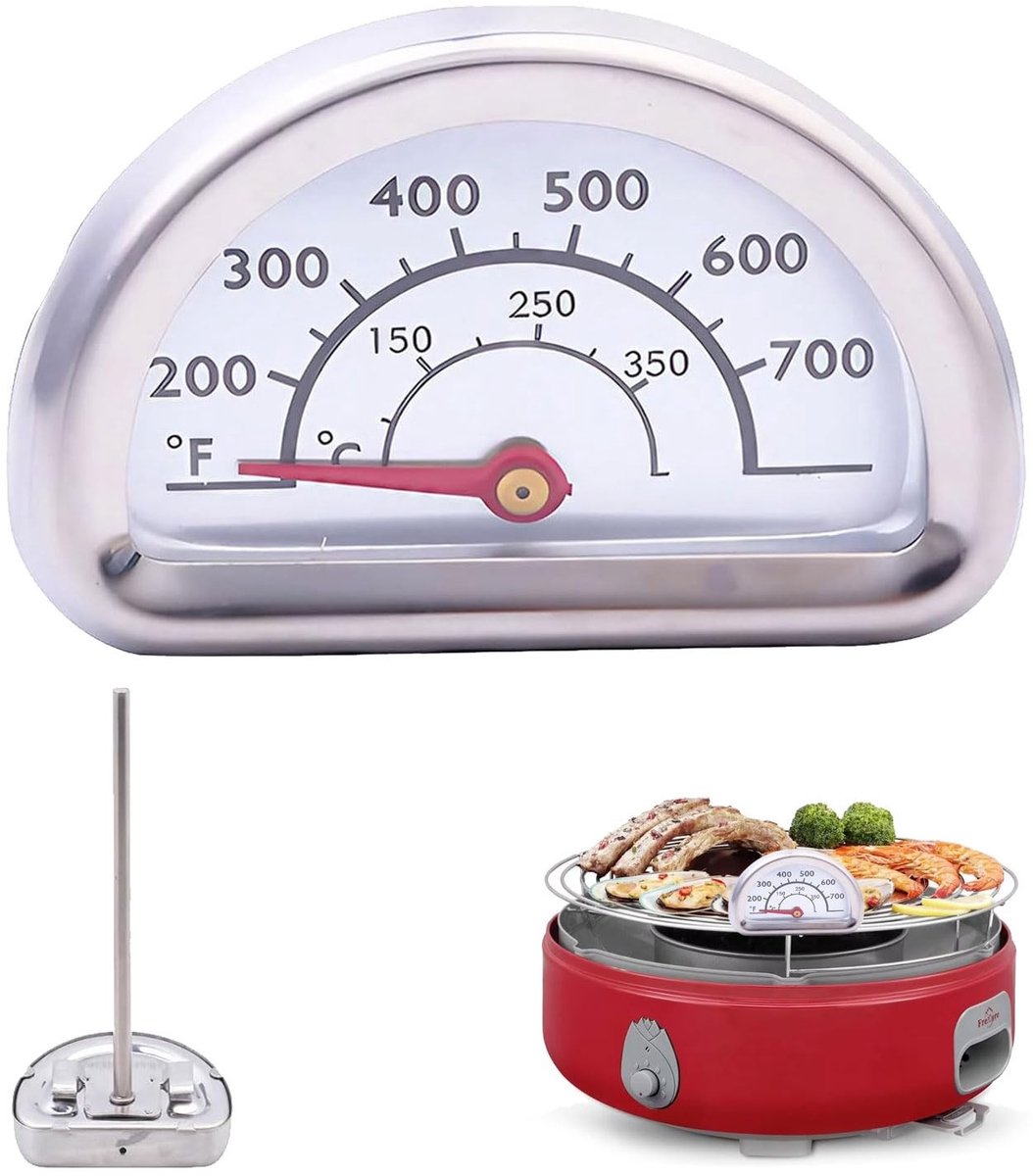 Dailygoods - Oven Thermometer - Precisie met Roestvrij Staal - Geschikt voor Omnia - Temperatuurmeter van 0°C tot 400°C - Voor nauwkeurige metingen -