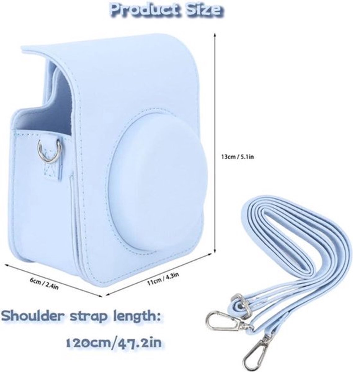 Cameratas voor Fuji Cheki Film Mini 12 - PU-leer - Schouderriem - Jasmijn Wit