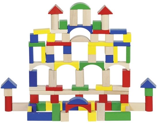 Goki | Houten blokken in ton (100 stuks)