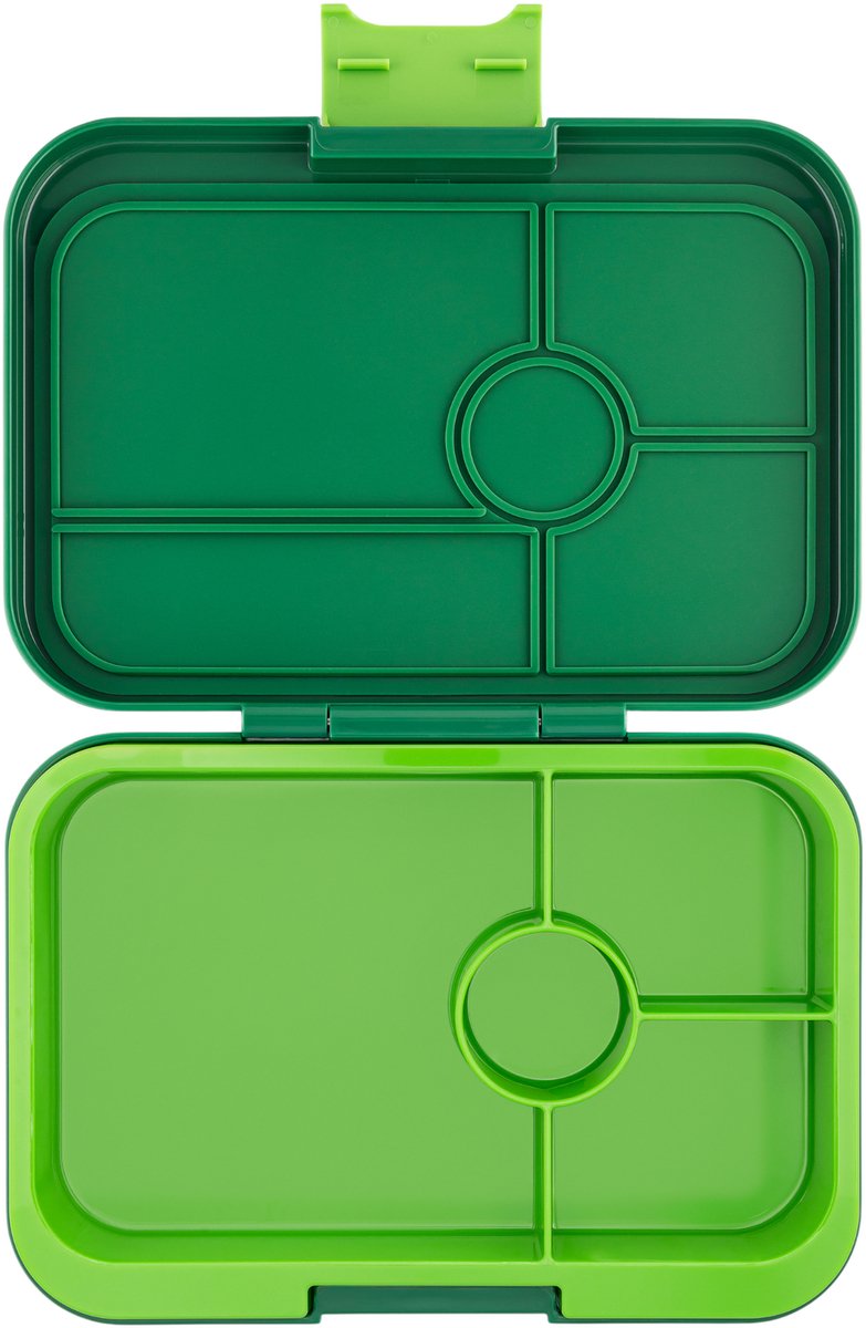 Yumbox Tapas XL - lekvrije Bento box lunchbox - 4 vakken - Palm Green / Lime solid tray