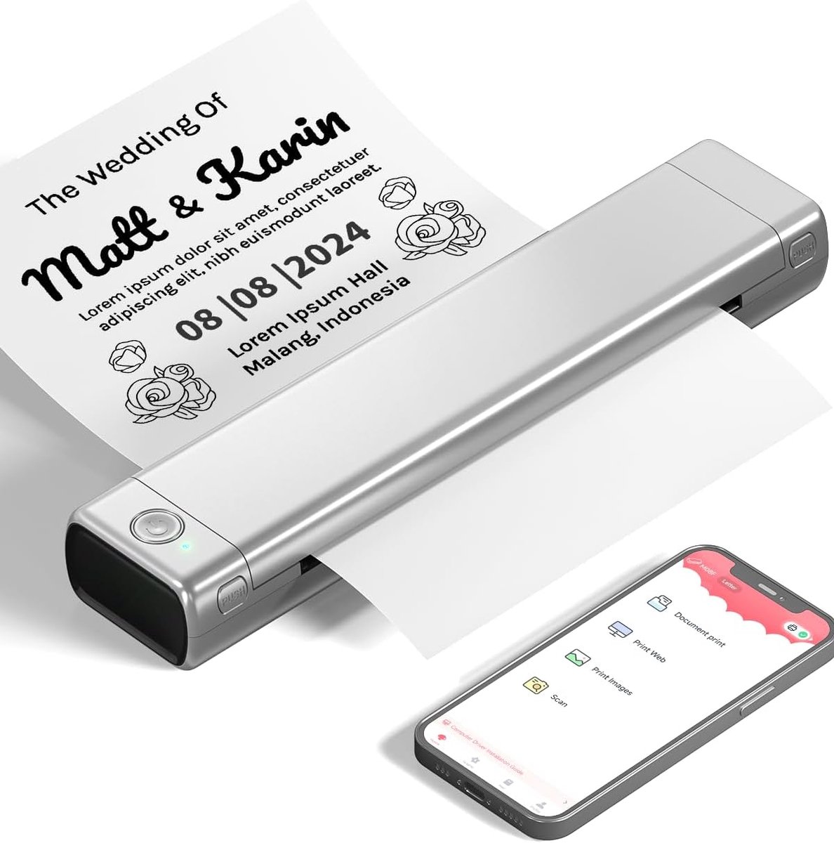 Draagbare Printer - Mobiele Printer - Zakelijk Printen - Inkless Thermisch Printen - A4 Formaat - Zilver