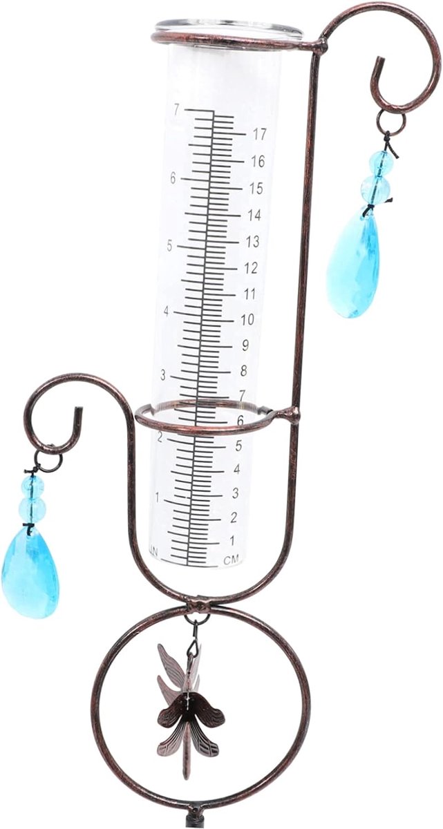Regenmeter Tuindecoratie - Buitenmeter Water - Accuraat Meten - Libelle Ontwerp - 82x17cm - Bruin