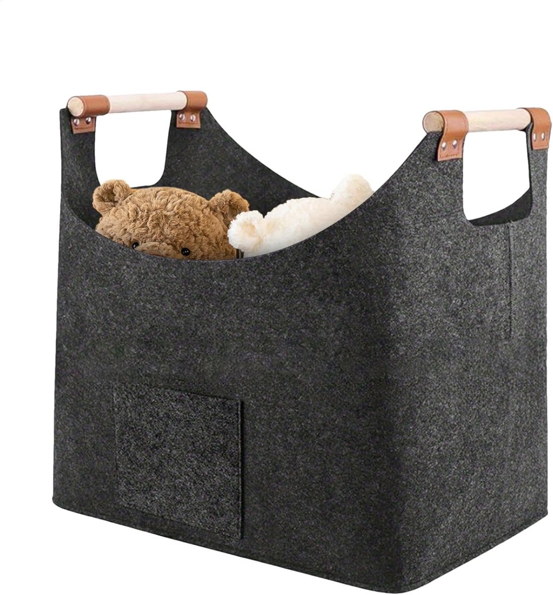 Brandhout Tas - Houtmand Vervoer - Open Haard Gebruik - Verstevigd Vilt Materiaal - 45 x 40 x 32 cm