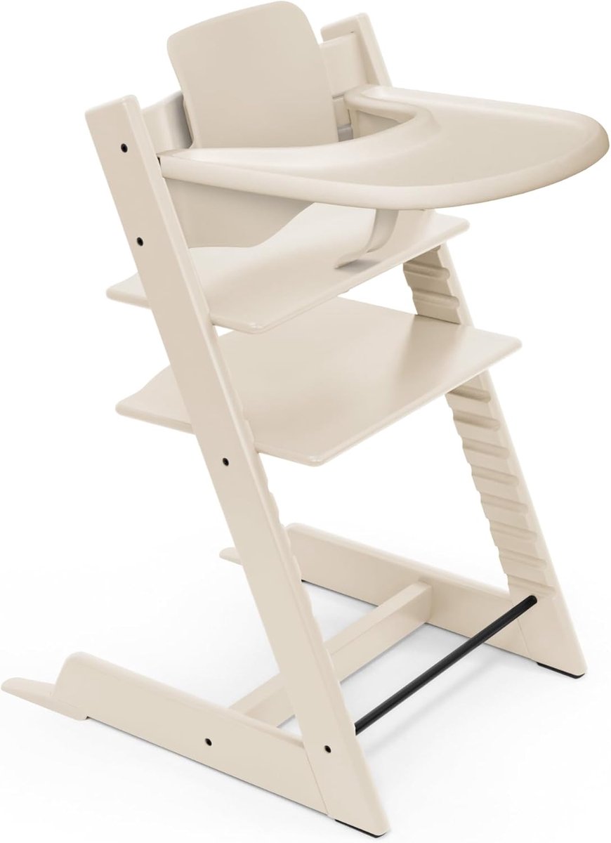 Kinderstoel Baby - Eetstoel Hout - Samen Eten - Verstelbaar Ergonomisch - 46x79x49 cm - Vanilla White
