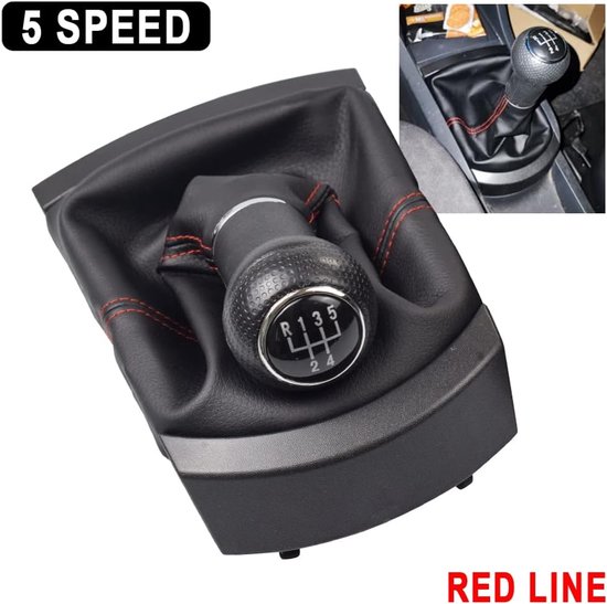 R5 Speed Manual Shift Shift Knob Cover with Dust Cover for Seat Ibiza 2002-2010 (Red Line) — afbeelding 4