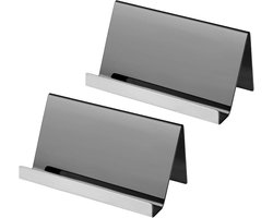 Visitekaarthouder - 2 stuks RVS Desktop Display Stand voor kantoor thuis werkplek - voor professionele organisatie Studio School Receptie