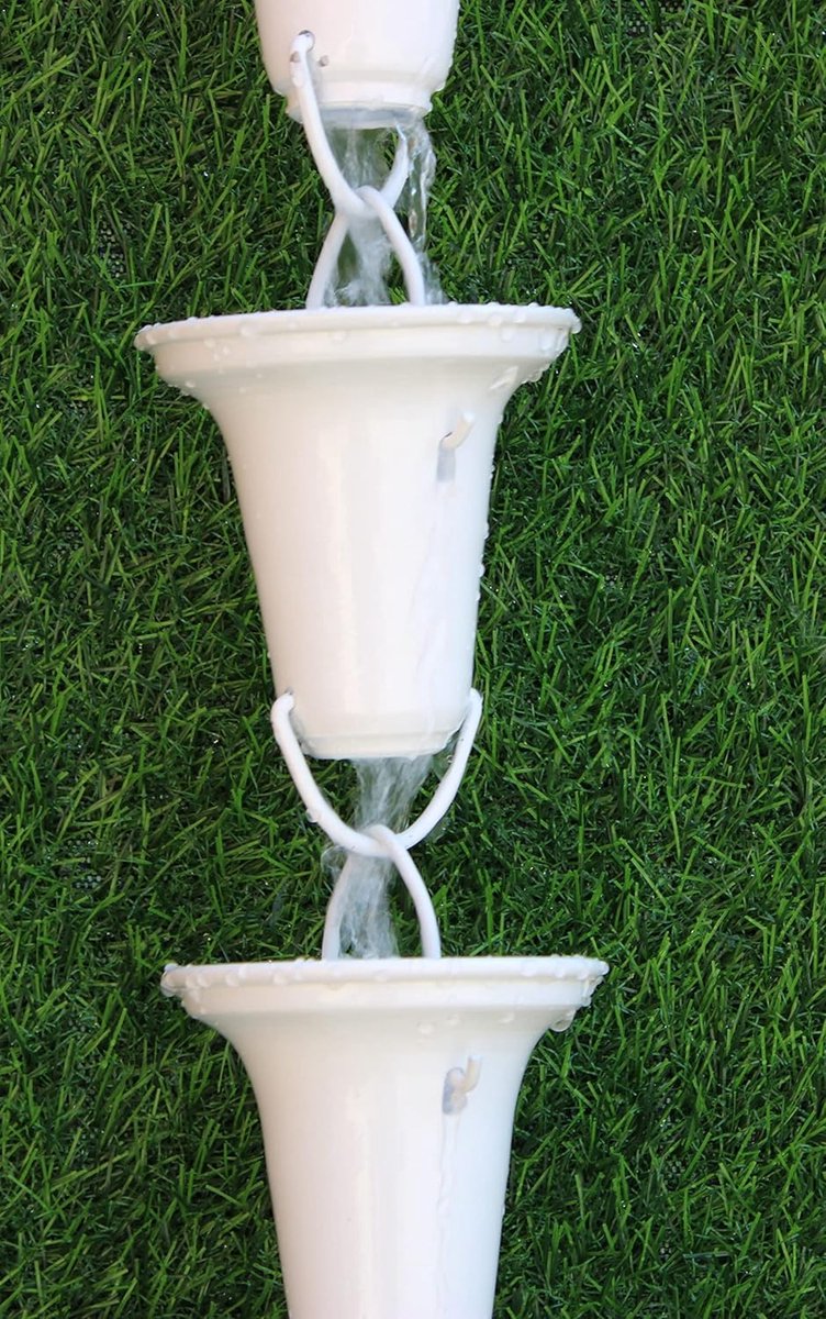 Regenketting - Waterafvoer ketting - Tuindecoratie buiten - Met installatiekit - 2.6 meter - Wit
