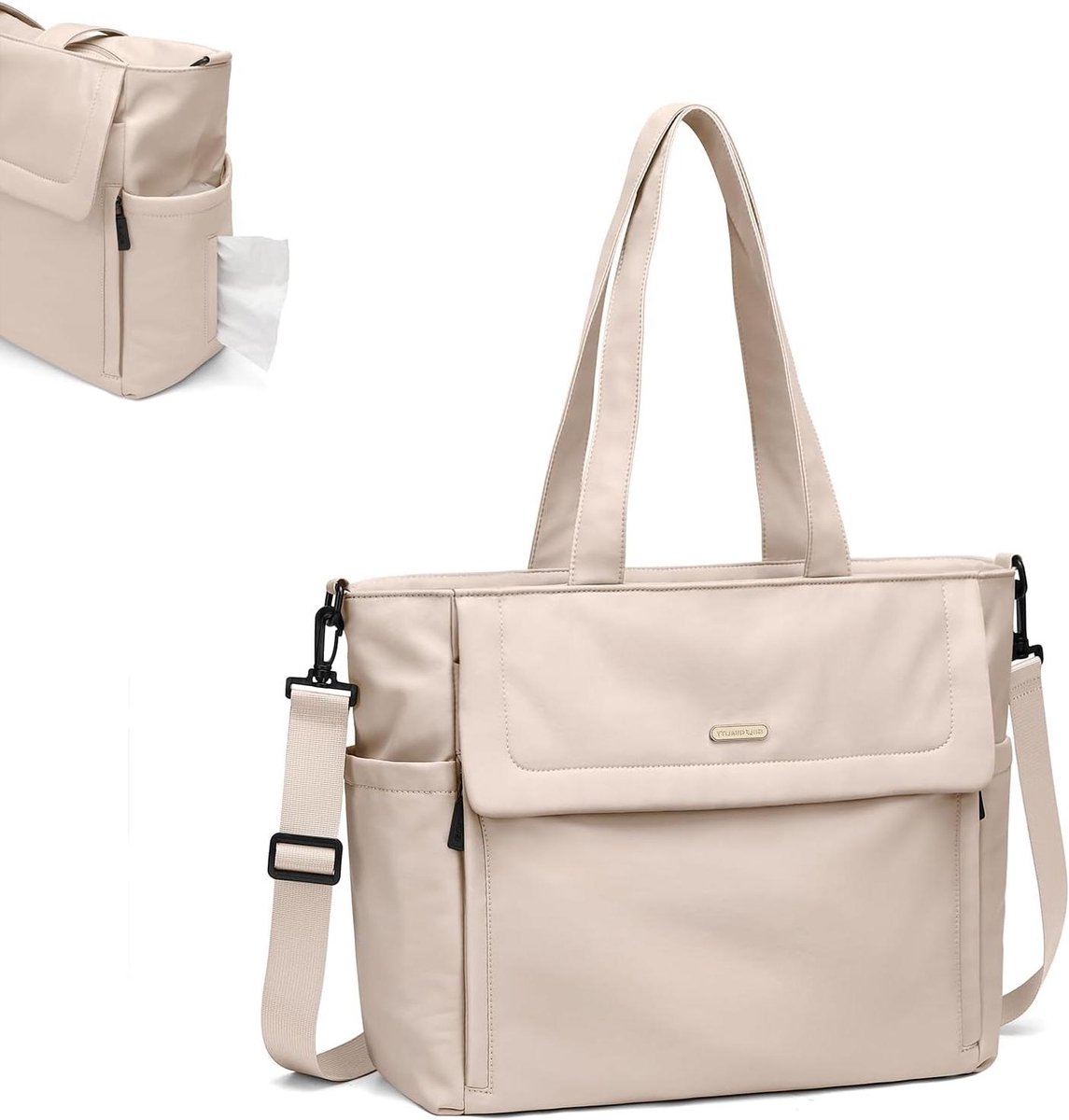 Puffer Luiertas Tote - Crossbody Ziekenhuistas - Baby Reizen - Geïsoleerd Waterdicht Vak - 22L Capaciteit