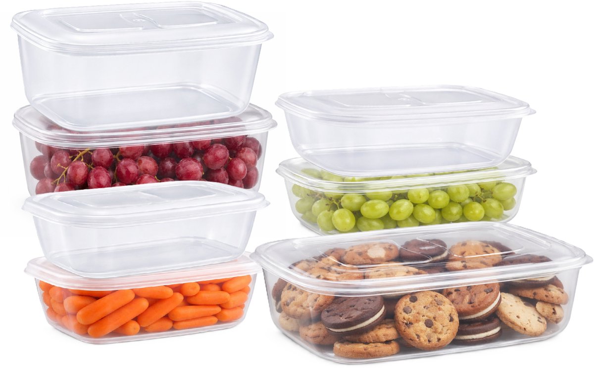 Plasticforte Vershoudbakjes set Classic - 7x stuks - vriezer en magnetron - kunststof - diverse maten - 500-800-1200-1800 ml - nestbaar