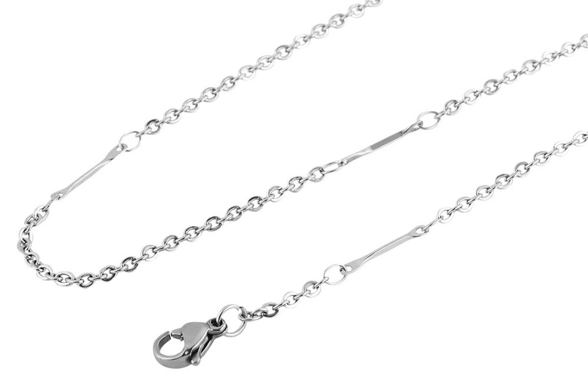 AKZENT Akzent dames ketting Lucian ankerketting, roestvrij staal, zilverkleurig, lengte 45 - 70 cm