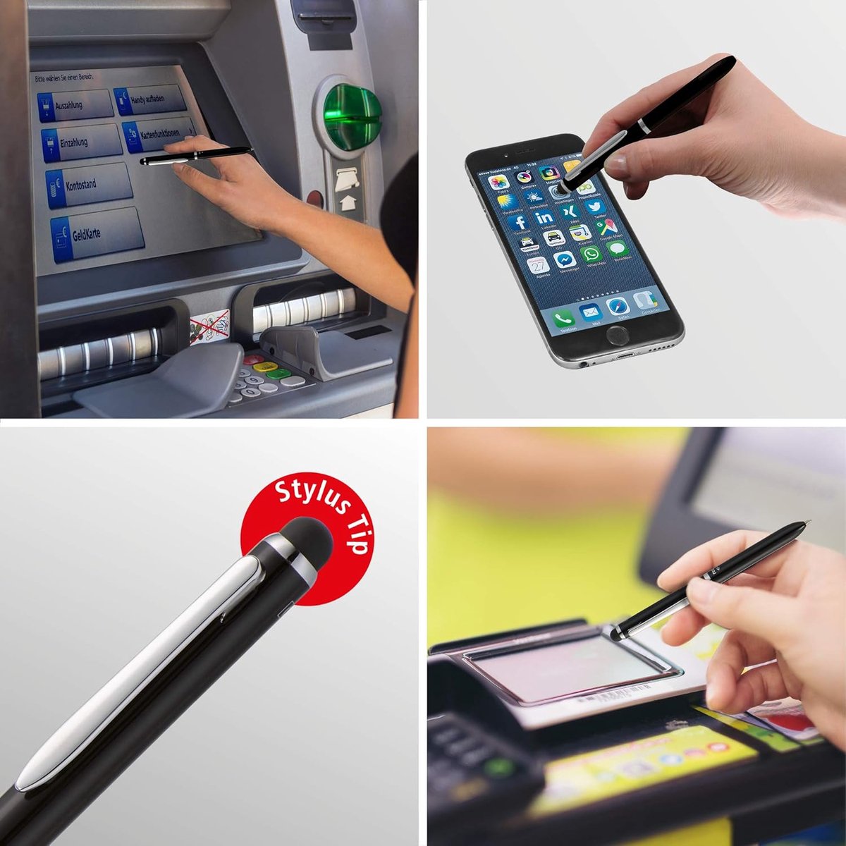 Touchpen 3-in-1 - Stylus Pen - Digitaal Tekenen - Navulbaar Zakclip - 12cm - groen