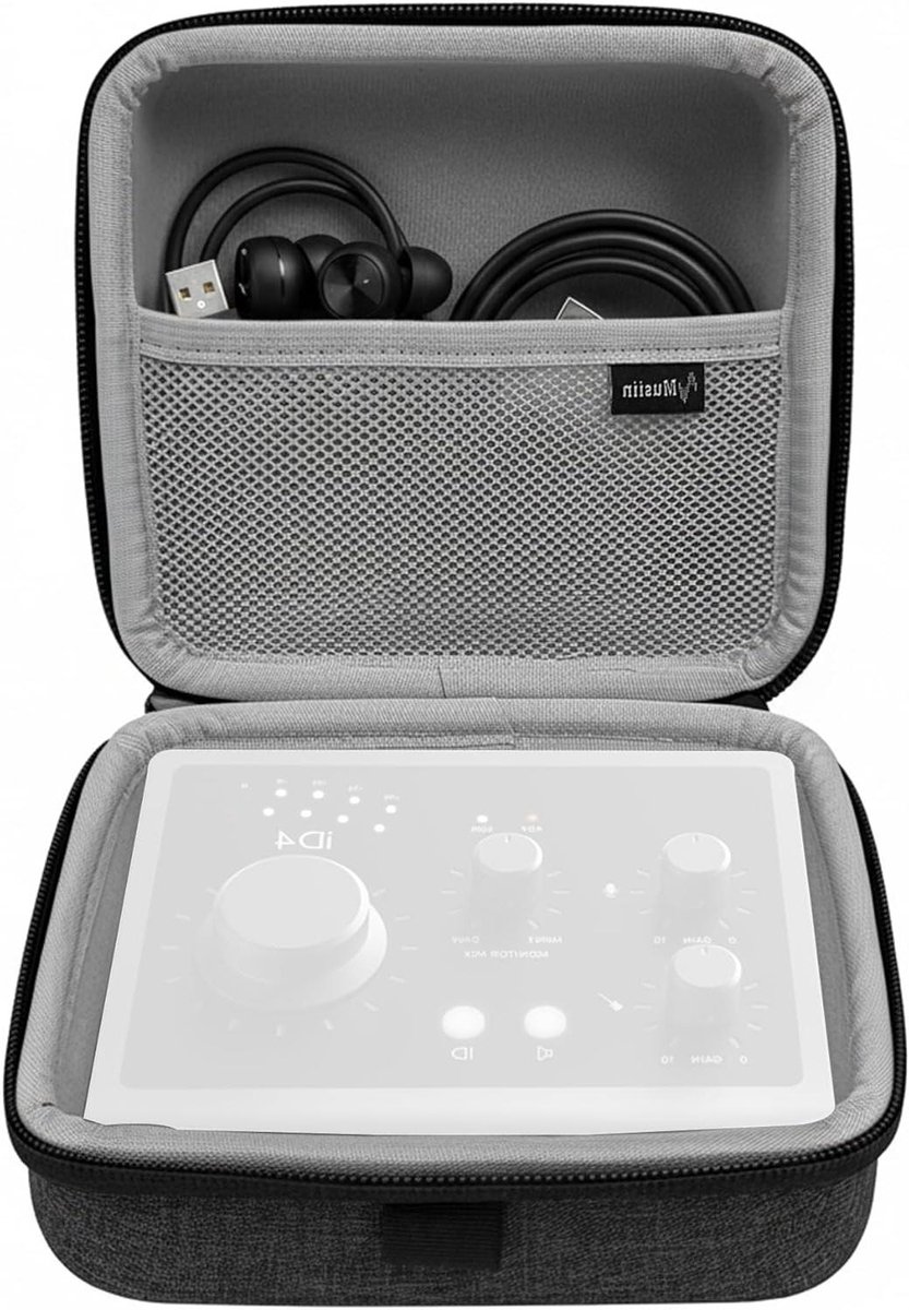 Audio Interface Case - Opbergtas Geluidskaart - Muziekproductie - Op Maat Gemaakt - 12x13.5x5 cm - Grijs