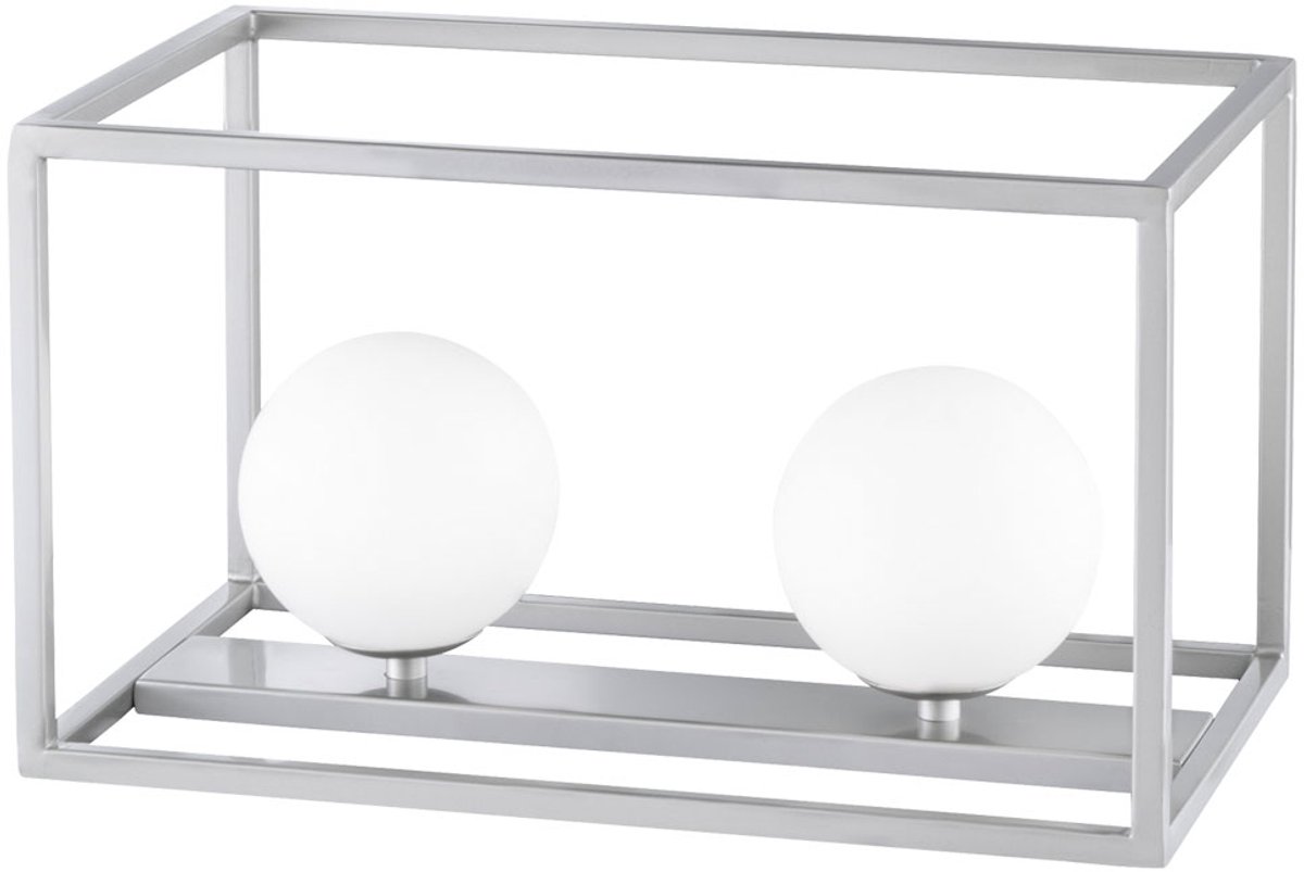 Schrijftafellamp kooi bijzettafel bollamp leeslamp zilver woonkamer slaapkamer verlichting