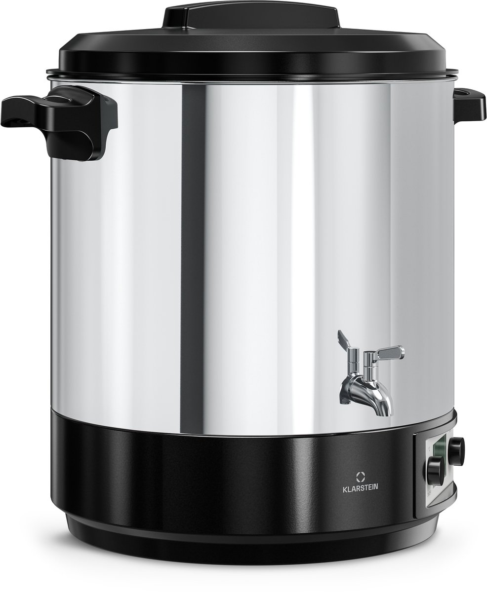Klarstein Biggie digitale inmaakketel, 25 liter roestvrijstalen inmaakapparaat & glühweinbrander met roestvrijstalen kraan, 2000 W, 30–100 °C, LCD-display, timer, automatische uitschakeling - 47 cm 4,3 kg