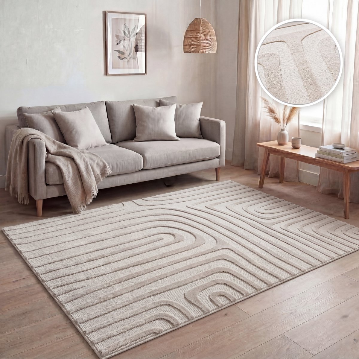 Paco Home Woonkamerkleed, moderne geometrische abstracte patronen, 3D-effect Beige 120x160 cm