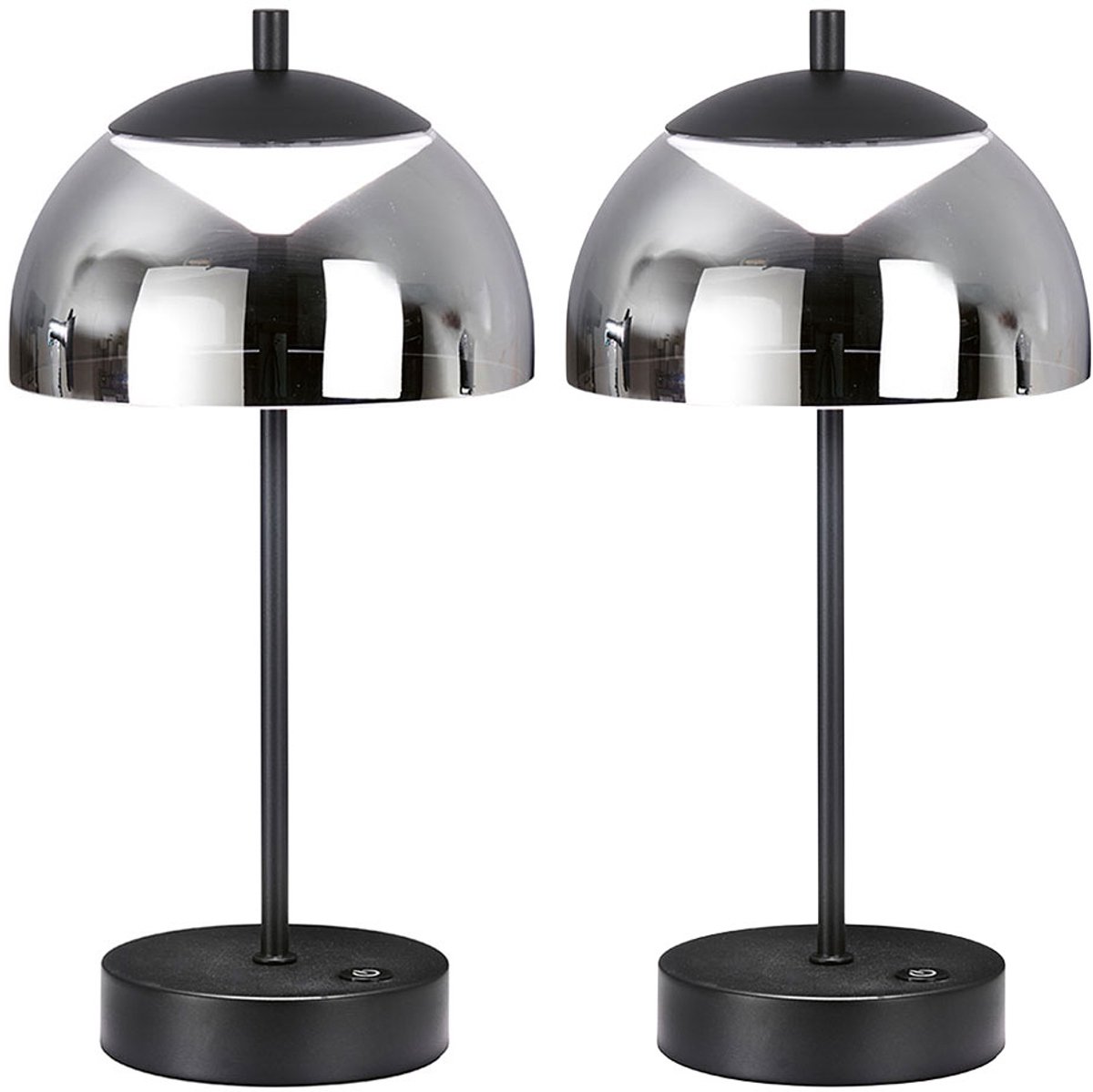LED tafellamp met touchdimmer Nachtlamp Tafellamp black smoke, 2W 240lm warm wit, neutraal wit, koel wit, DxH 18 x 35 cm, set van 2