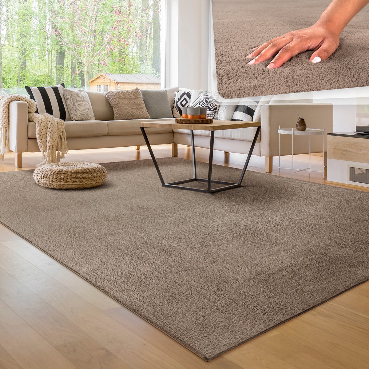 Paco Home Moderne woonkamer tapijt kortpolig wasbaar zacht uni effect bont antislip 300x400 cm