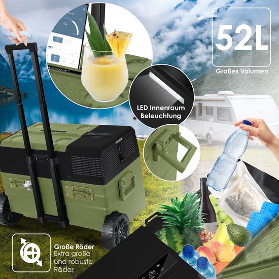 KESSER® Compressor Koelbox Elektrische Frigobox, met APP-bediening USB-aansluiting 12/24 V 230V, +Telescopische stangwielen tot -20 °C - 42L, 52L, Koelbox voor auto, vrachtwagen, boot, camper, camping van KESSER — afbeelding 3