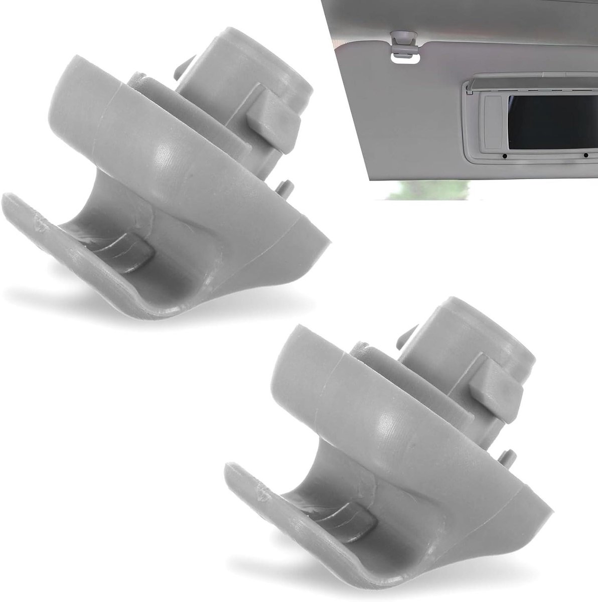 Zonneklep Clips - Houders Bevestiging - Auto Interieur - Waterdicht Materiaal - 2 Stuks - Grijs