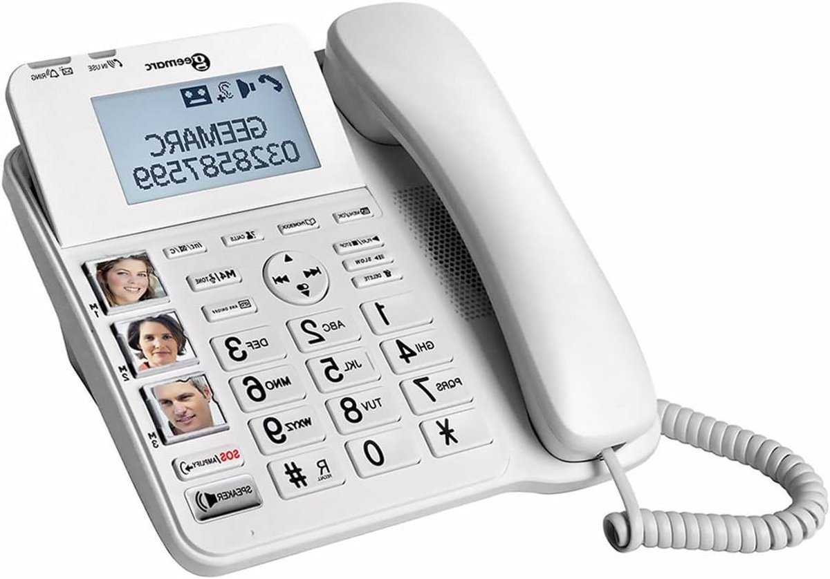 Vaste Telefoon - Seniorentelefoon Huistelefoon - Ouderen Gehoorverlies - Versterkt Volume Foto Knoppen - Grote Toetsen - Wit