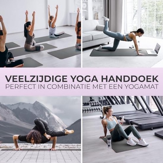 Hygiënisch yoga handdoek - hot yoga towel met antislip noppen - onderlaag voor yoga mat [ 185 x 63 cm ] — afbeelding 5
