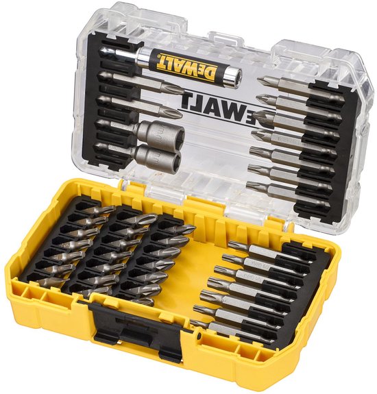 DeWalt ToughCase - Gereedschapskoffer - 40-delige Bitset - Magnetische Nasadki - Uithoudend Staal