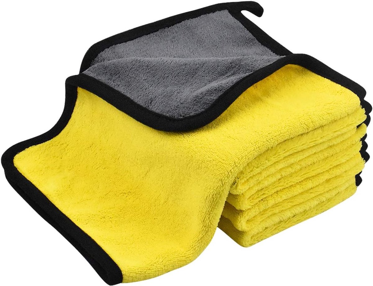 Microvezeldoeken Auto - Droogdoeken Polijsten - Lak Beschermen - Super Absorberend - 30 x 40 cm - Geel