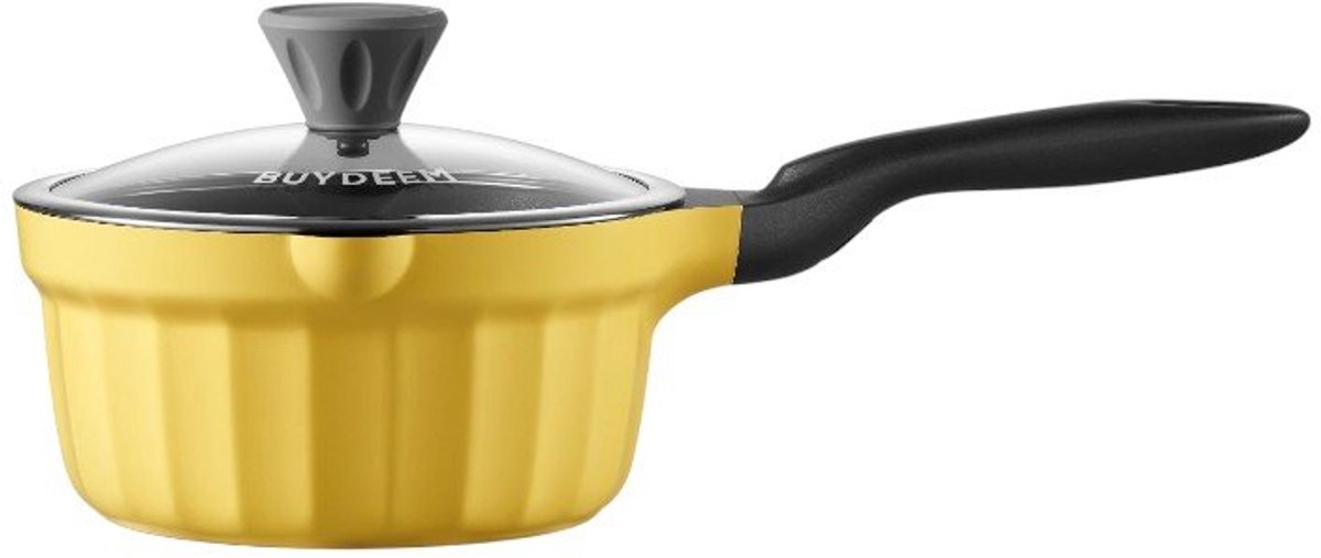 BUYDEEM CP141 - Emaliowane Rondel - Mellow Yellow - 1,8L - Glazen Deksel