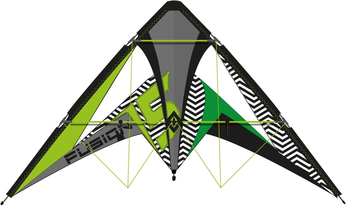 Vlieger - Fusion - Delta stunt - Dubbele lijn - 145x73cm - 1st. - Willekeurig geleverd