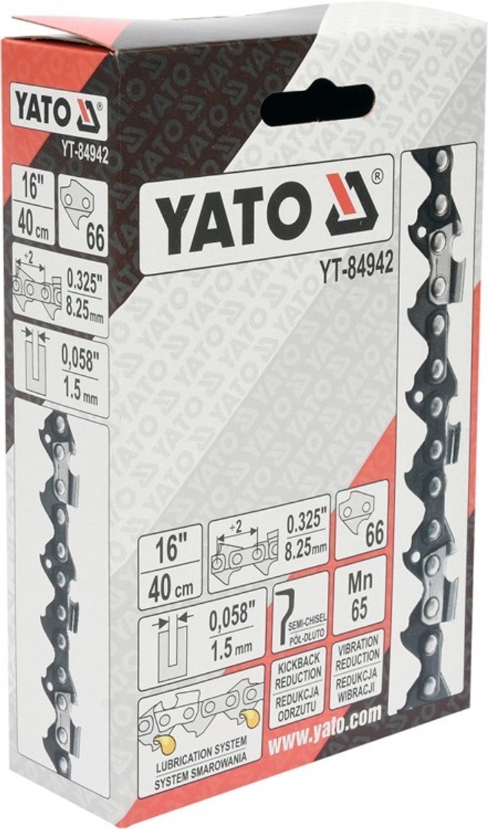 Yato YT-84942 - Zaagketting - 16 inch - Halve Beitel - 66 Schakels