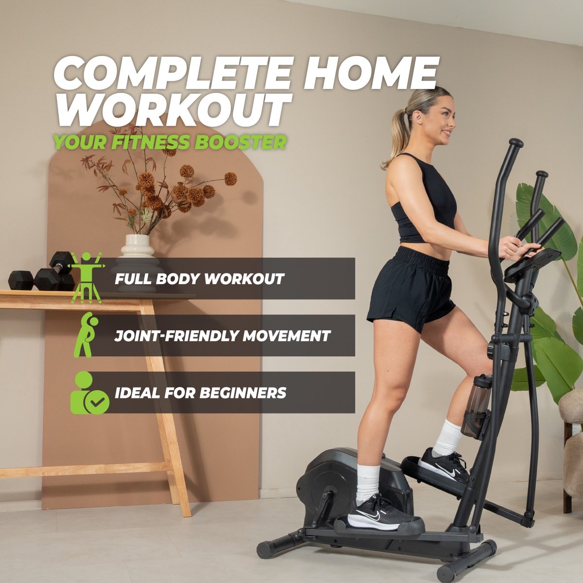 Zipro Burn Magnetische crosstrainer voor volwassenen, tot 120 kg, vliegwielmassa 8 kg, zwart, Eén maat
