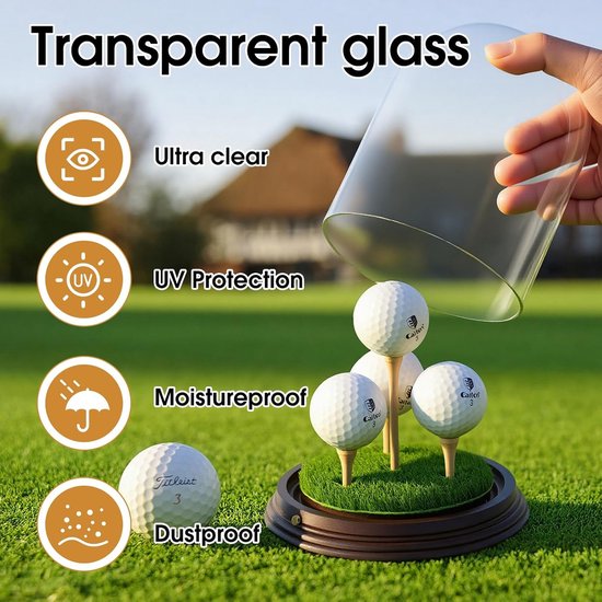 Golfbal Vitrine - Golfbal Houder - Memorabilia Tonen - Met LED Verlichting - Acryl en Hout — afbeelding 2