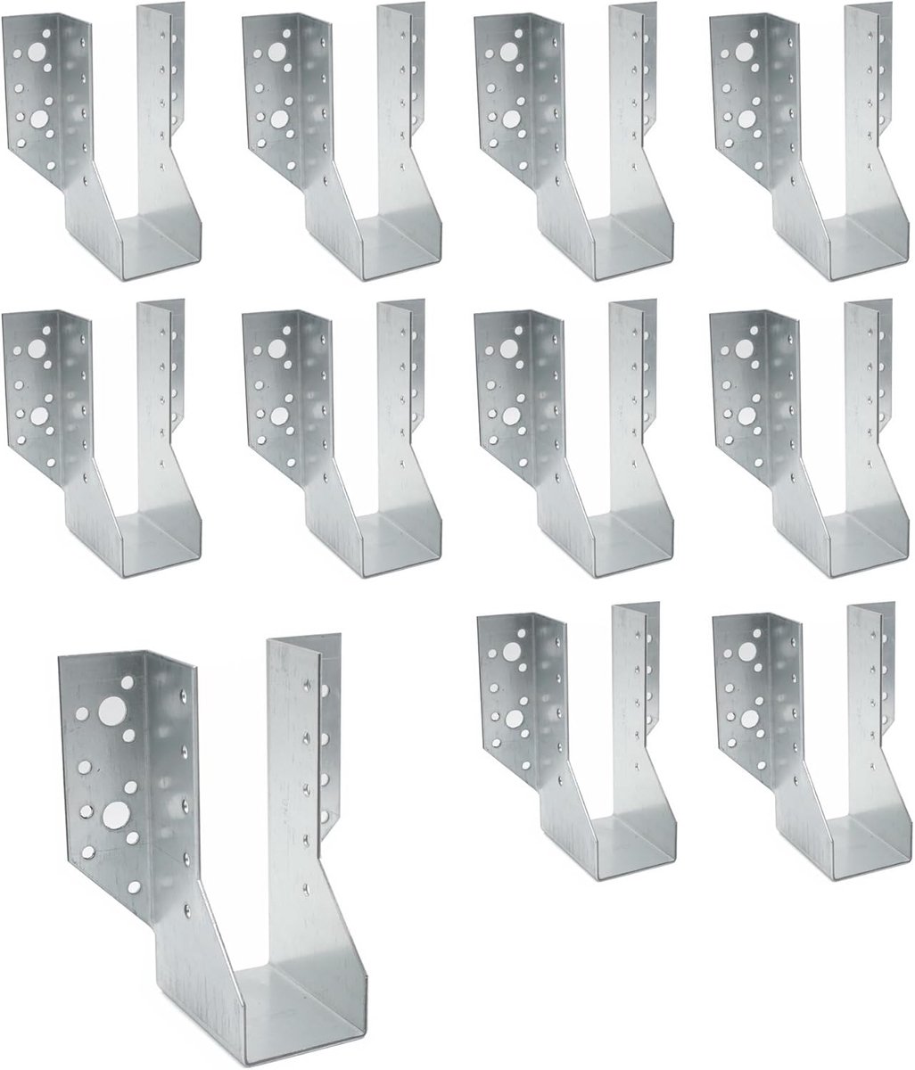 Balkdragers 10 stuks - Balkschoenen - Pergola Bouwen - Verzinkt Staal - 48x166x75 mm - Metaal