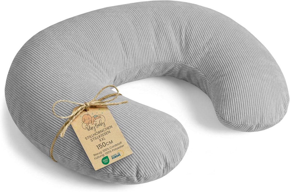Voedingskussen Zwangerschapskussen - Kussen baby - Comfort voor moeder - Dubbelzijdig ademend - 150 cm - Lichtgrijs
