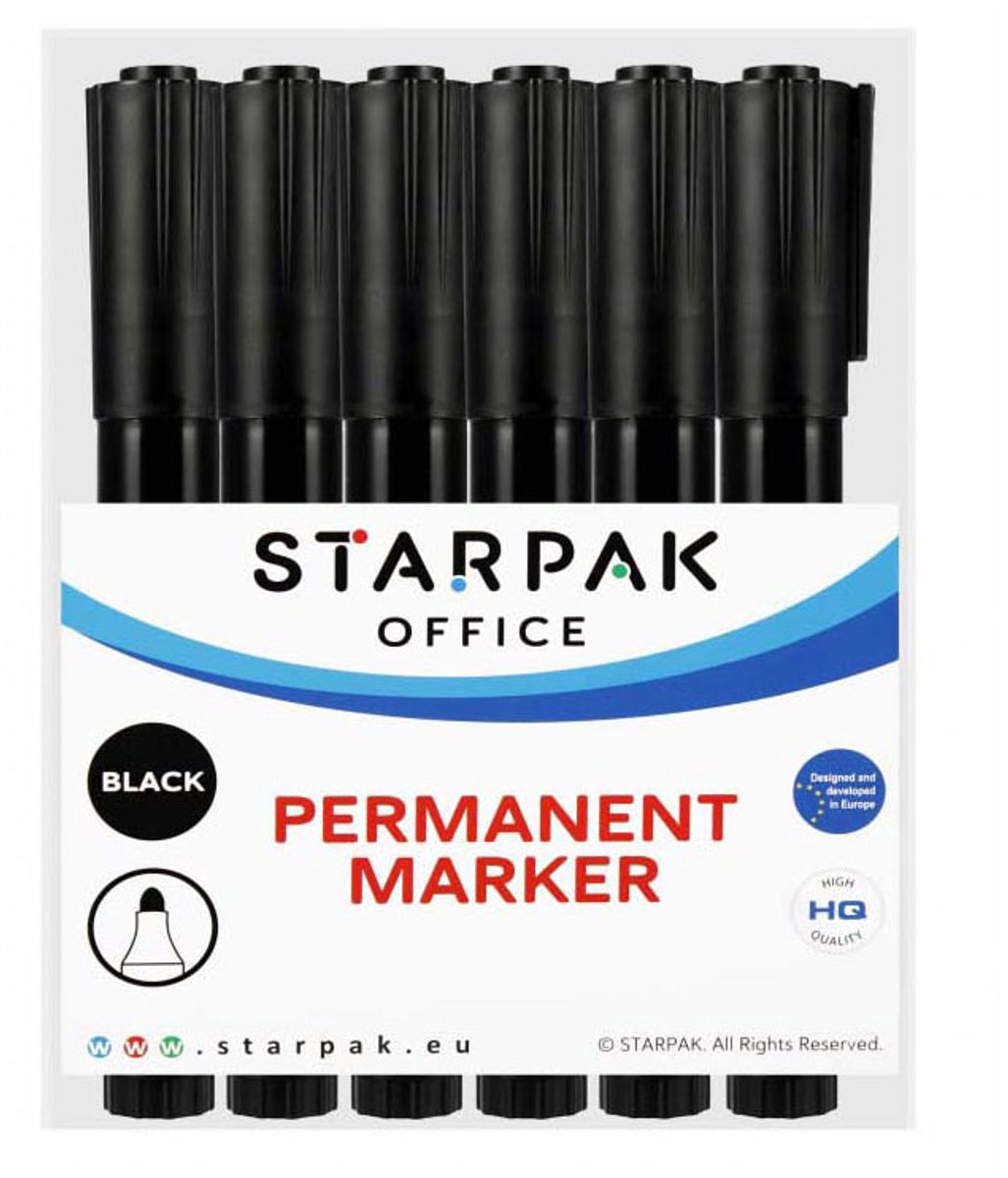 Lobbes permanent marker zwart set - 12 stuks viltstiften creatief.