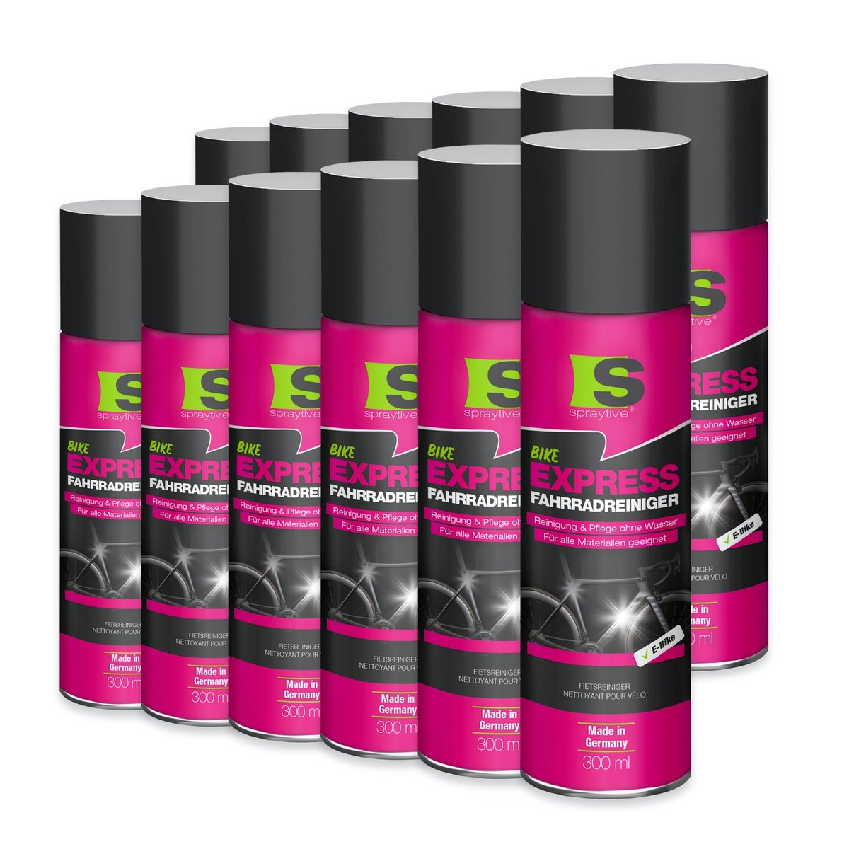 Spraytive 12x 300ml fietsreiniger zonder water – snelle reiniging met waxbescherming voor frame, velgen en onderdelen – geeft glans en beschermt