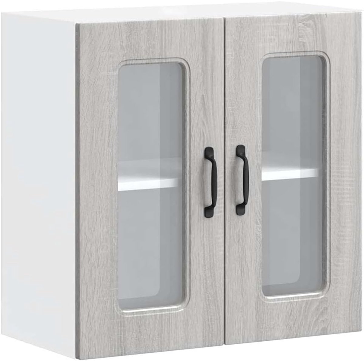 Keuken Bovenkast - Muurkast Keuken - Keuken Organizer - Bewerkt Hout - 60x60cm - Grijs Sonoma Eiken