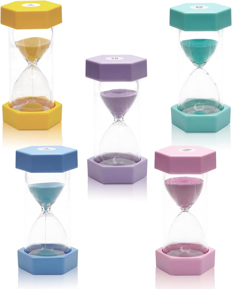 Zandlopers - Keukentimers - Tijdsmanagement - Set van 5 - Verschillende maten - Macaron kleuren