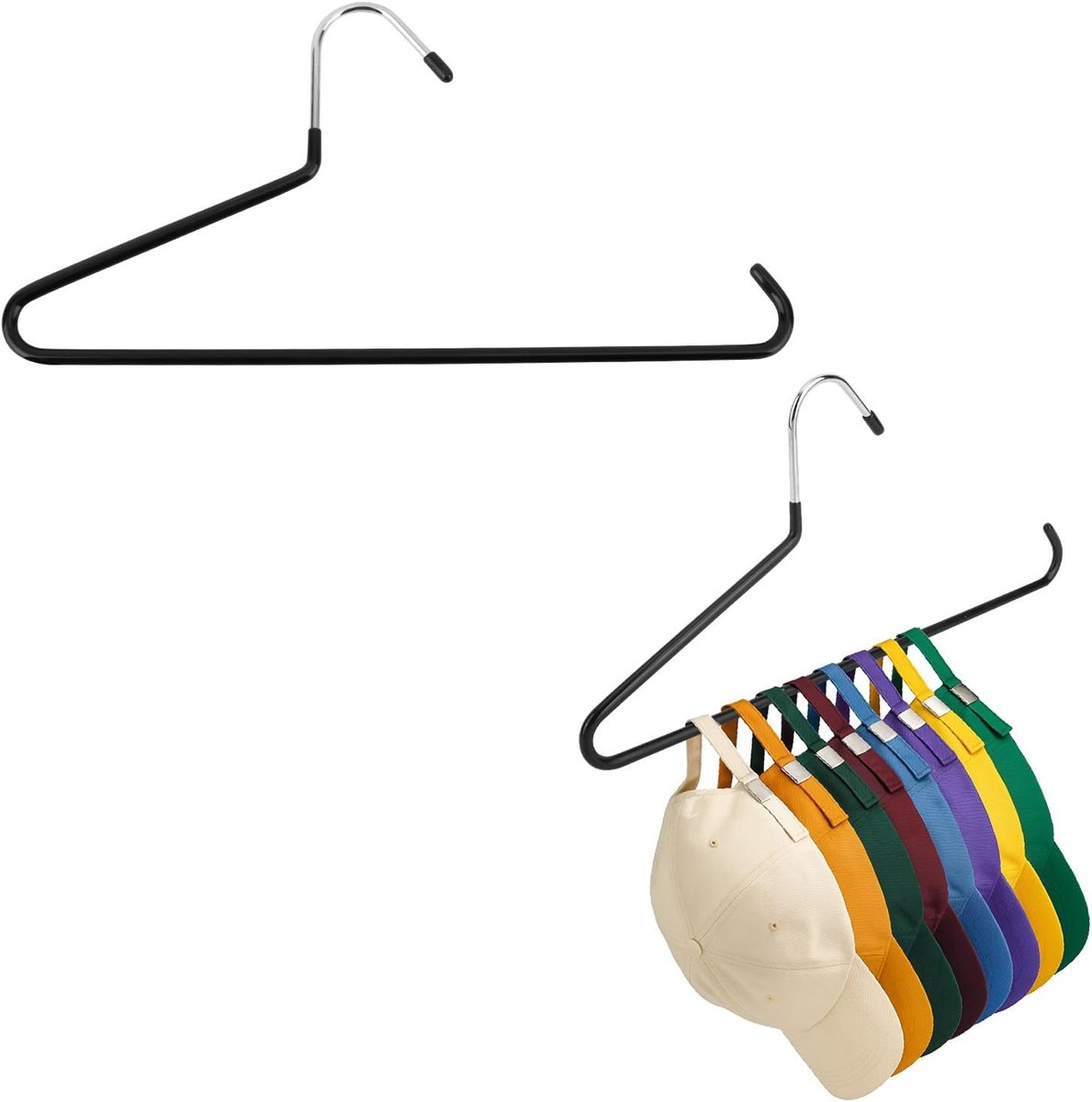 Hoedenorganizers Set - Pettenrek Hanger - Kast Opbergen - Roestvrij Staal - 29.5x14.4 cm - Zwart