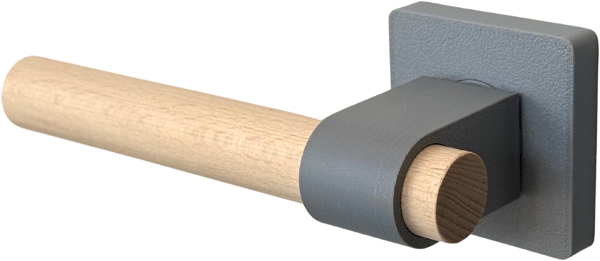 Home 3D® - Deurklink Grijs – Vierkant Rozet – Beukenhout – Voor Binnendeur / Interieurdeur – Gemakkelijk te monteren – Stijlvolle deurkruk