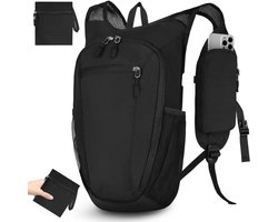 Lichtgewicht Wandelrugzak - Kleine Dagrugzak - Outdoor Reizen - Opvouwbaar en Waterdicht - 10 Liter Inhoud - Zwart