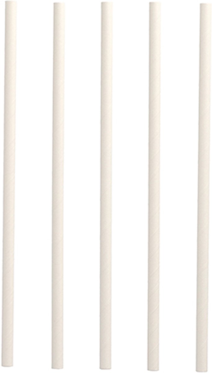 50x 135 Shake rietjes papier pure Ø 8 mm · 25 cm wit