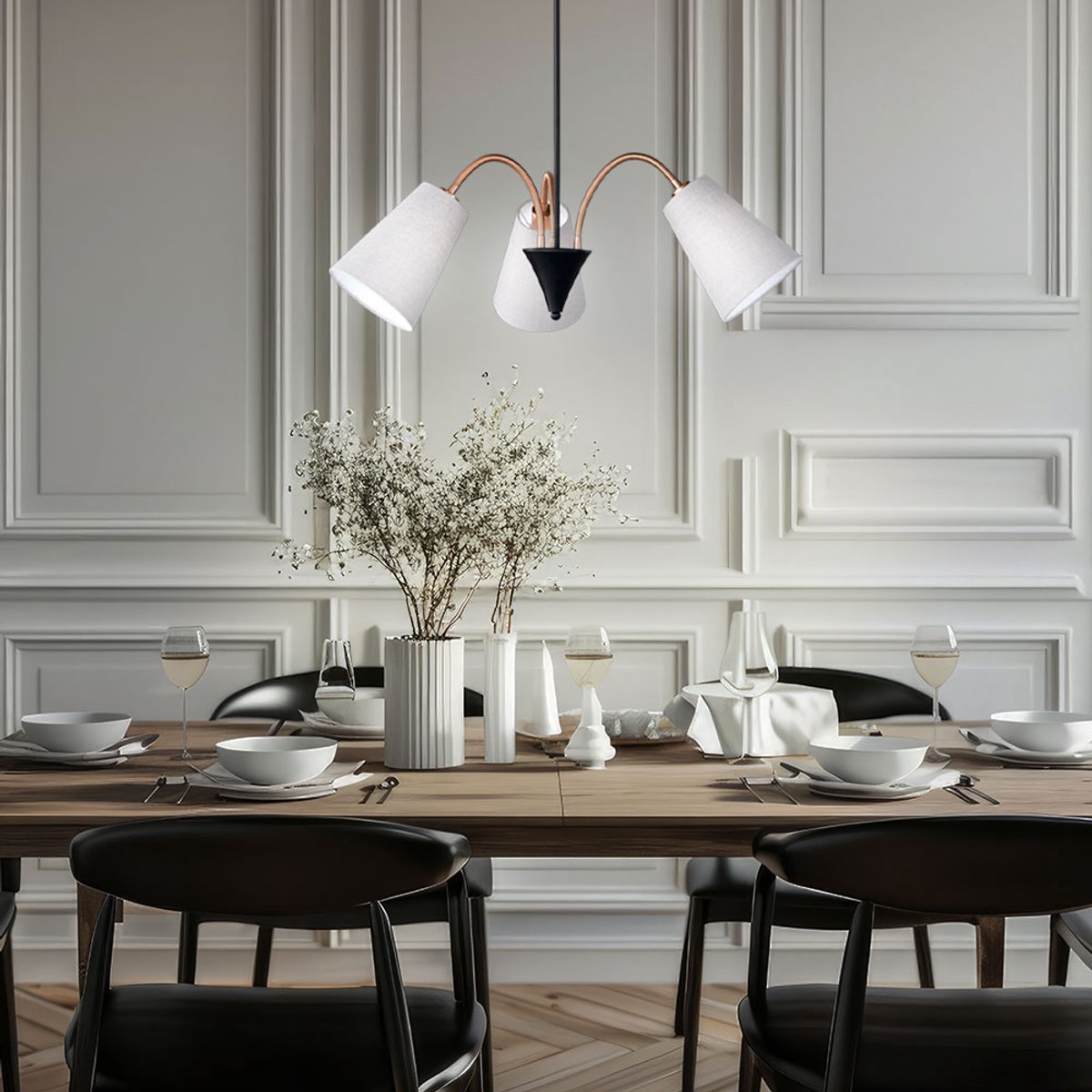 Hanglamp Hanglamp Verlichting Plafondspot flexibel textiel naturel Honsel Leuchten 69363