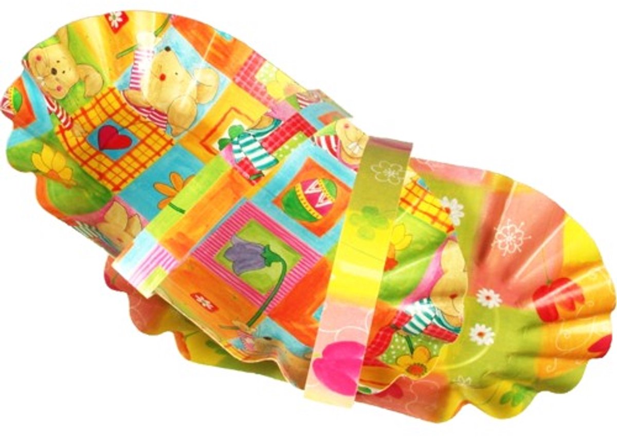 25x 3 Paasmandjes ovaal 28 cm x 16 cm assorti met handvat